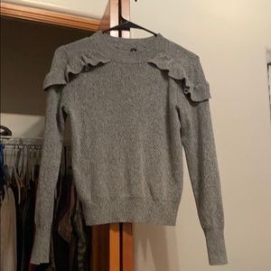 Lord & Taylor Gray ruffled sweater